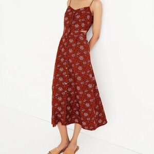 Cutout Cami Midi Dress in Warm Paisley
